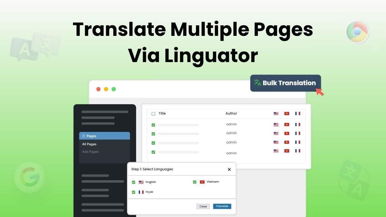Translate Pages, Posts, Taxonomies, and Menus Instantly Using Bulk Translation