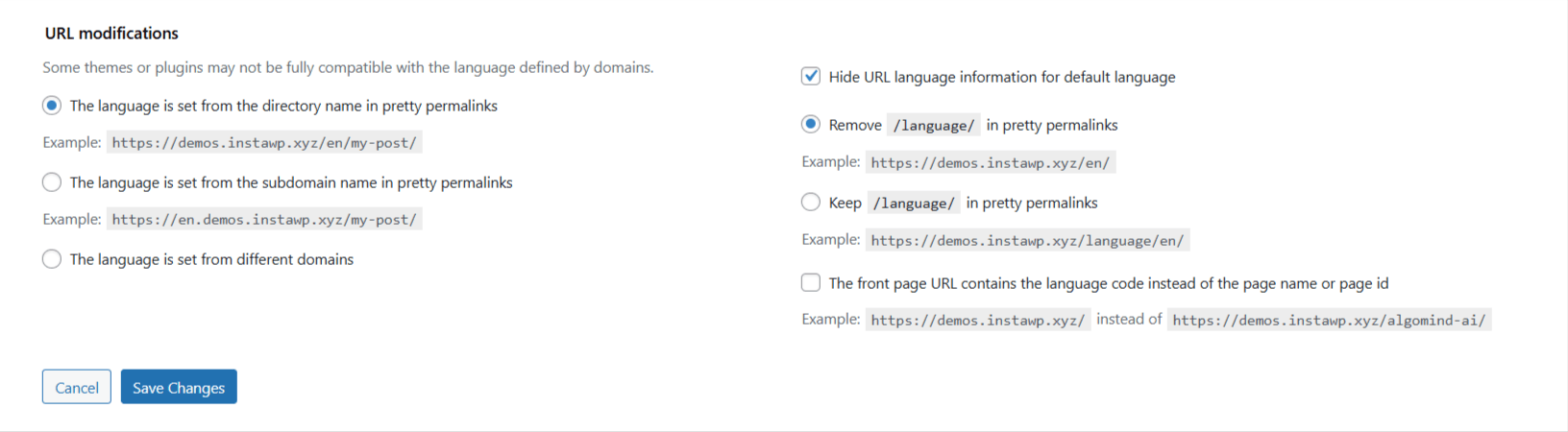polylang url modifications